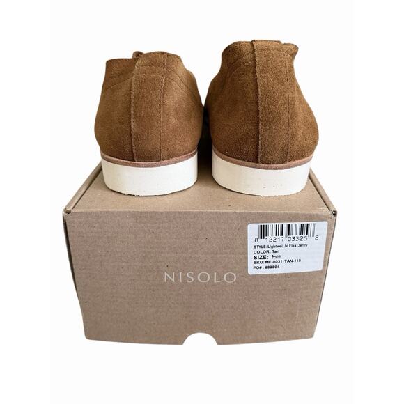 NISOLO Mens Tan Suede Lightweight Derby Shoes Lace Up Casual Dress Shoes Size 11